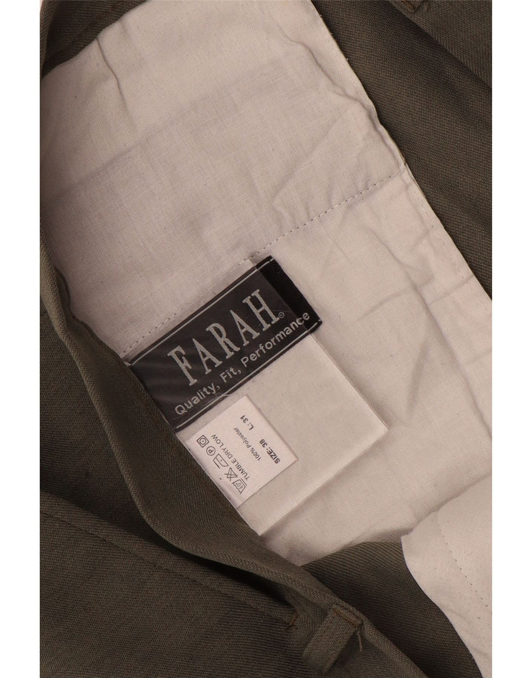 Farah Pantaloni Drepți Casual Bărbați L38 L31 Kaki Poliester