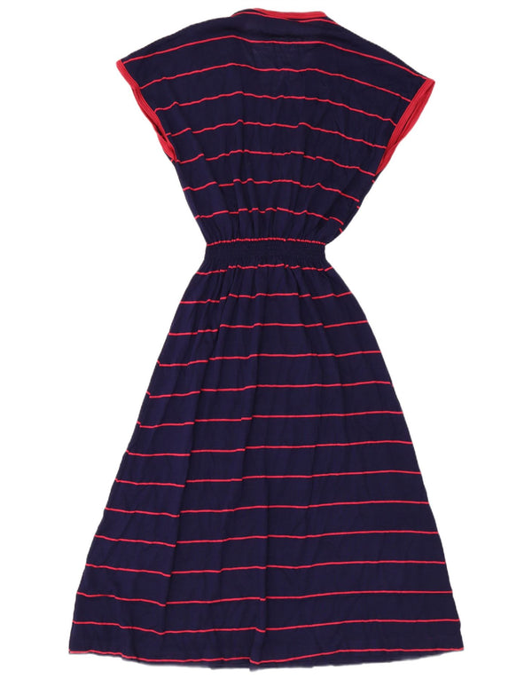 Rochie maxi vintage pentru femei UK 12 Medium bleumarin cu dungi acrilice