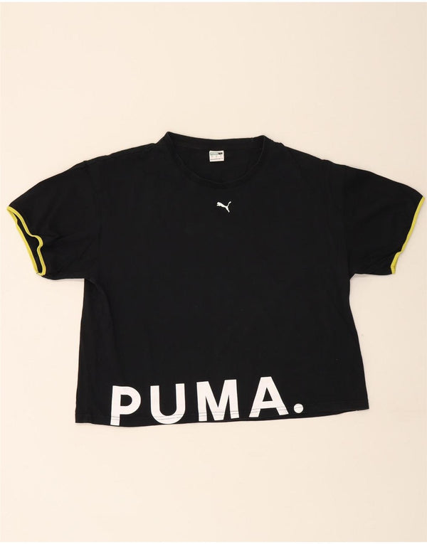 Tricou cu grafic Puma pentru femei Crop Top UK 16 Large Black Bumbac