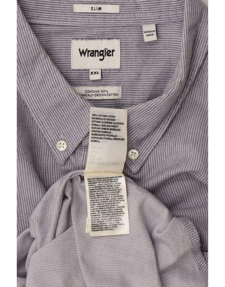 Cămașă subțire pentru bărbați Wrangler 2XL, bumbac cu dungi albastre