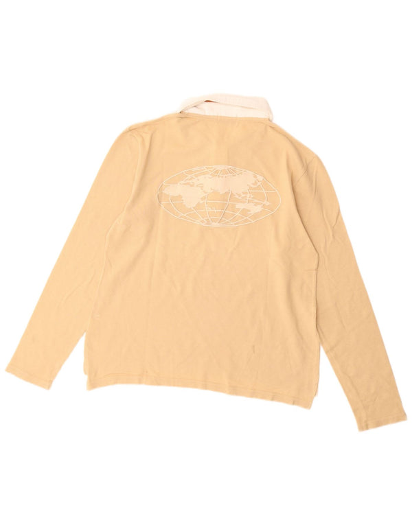 ALVIERO MARTINI tricou polo rugby cu mânecă lungă pentru bărbați, bej mediu