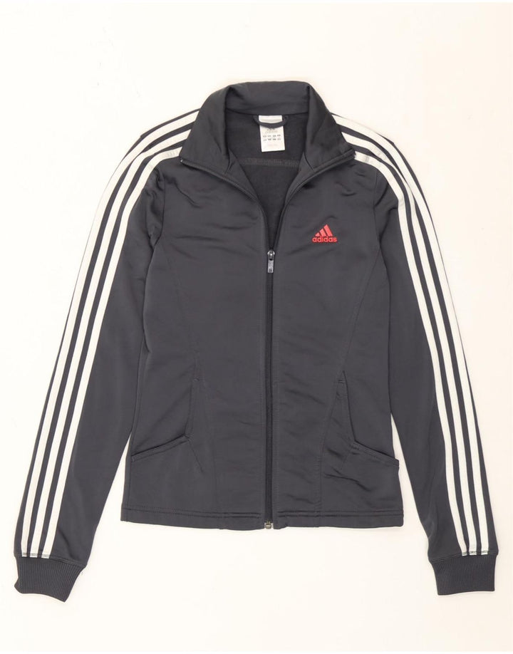 Jachetă de top pentru trening Adidas pentru femei, cu formă regulată, UK 8, poliester, gri mic