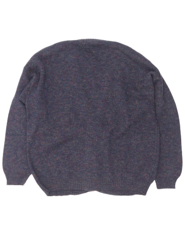 Pulover Cardigan Vintage pentru bărbați, mare, albastru marin, acrilic cu pete