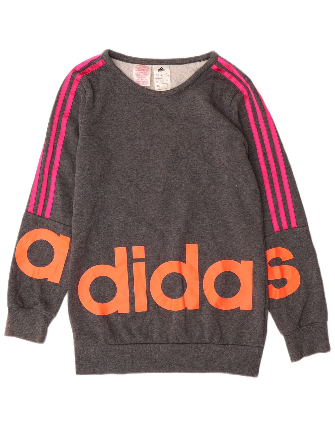 Pulover ADIDAS pentru fete cu grafic 11-12 ani bumbac gri