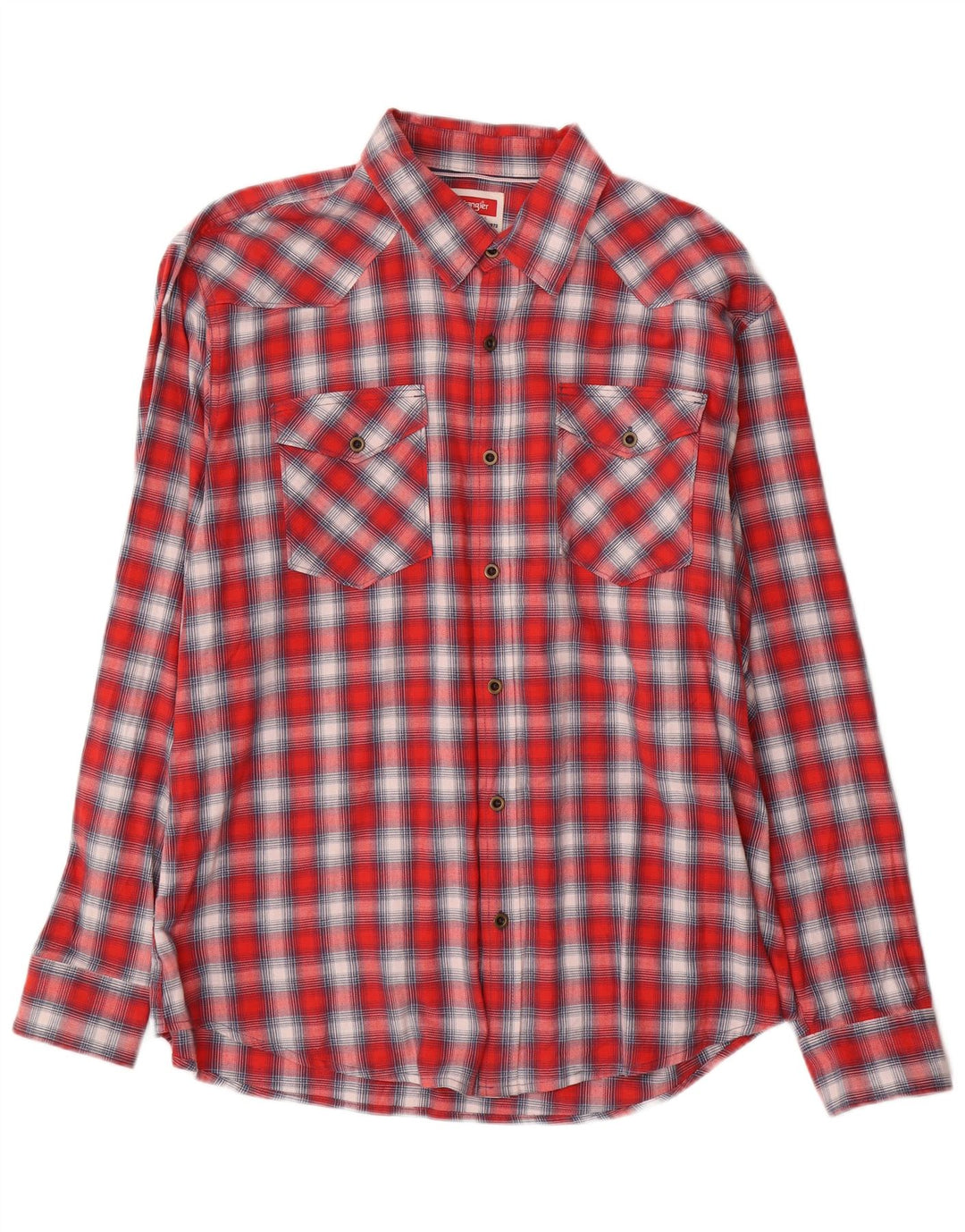Cămașă Western Flannel Wrangler pentru bărbați, XL, bumbac cu carouri roșii