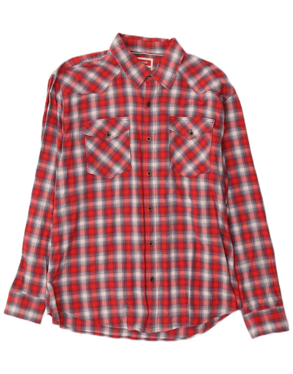 Cămașă Western Flannel Wrangler pentru bărbați, XL, bumbac cu carouri roșii