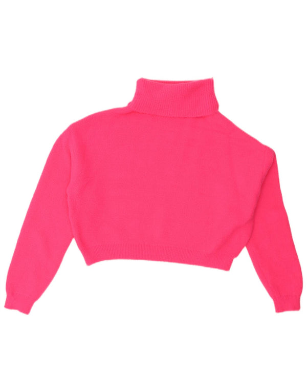 Pulover de damă Zara, supradimensionat, cu gât rulat, din nailon, mic, roz, UK 10