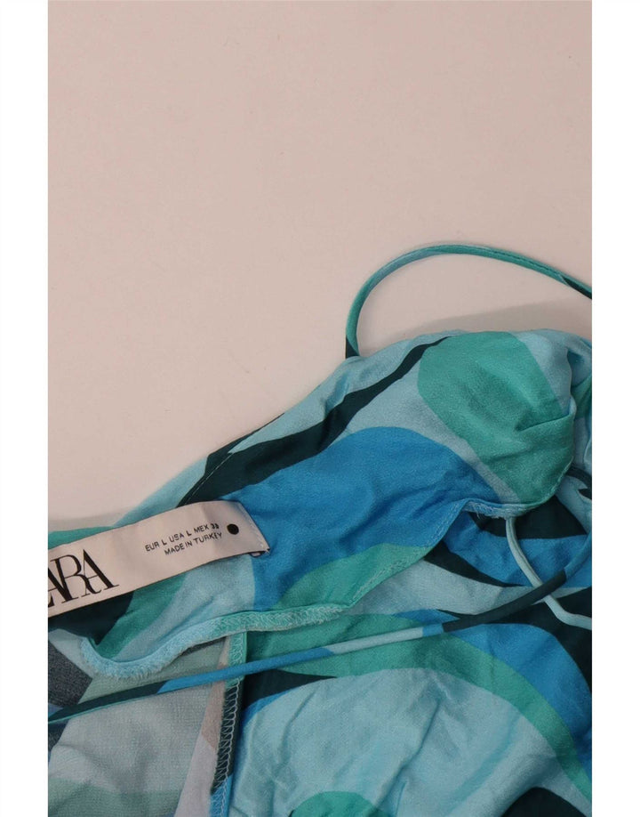 Rochie de soare cu model abstract pentru femei Zara UK 14, mare, albastru, viscoză