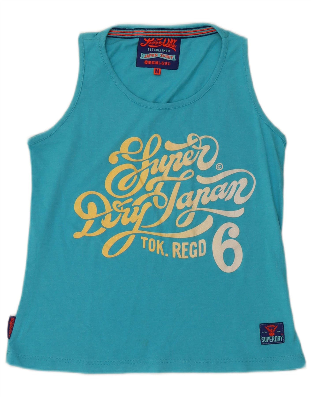 SUPERDRY Top cu vestă grafică pentru femei UK 12, bumbac albastru mediu