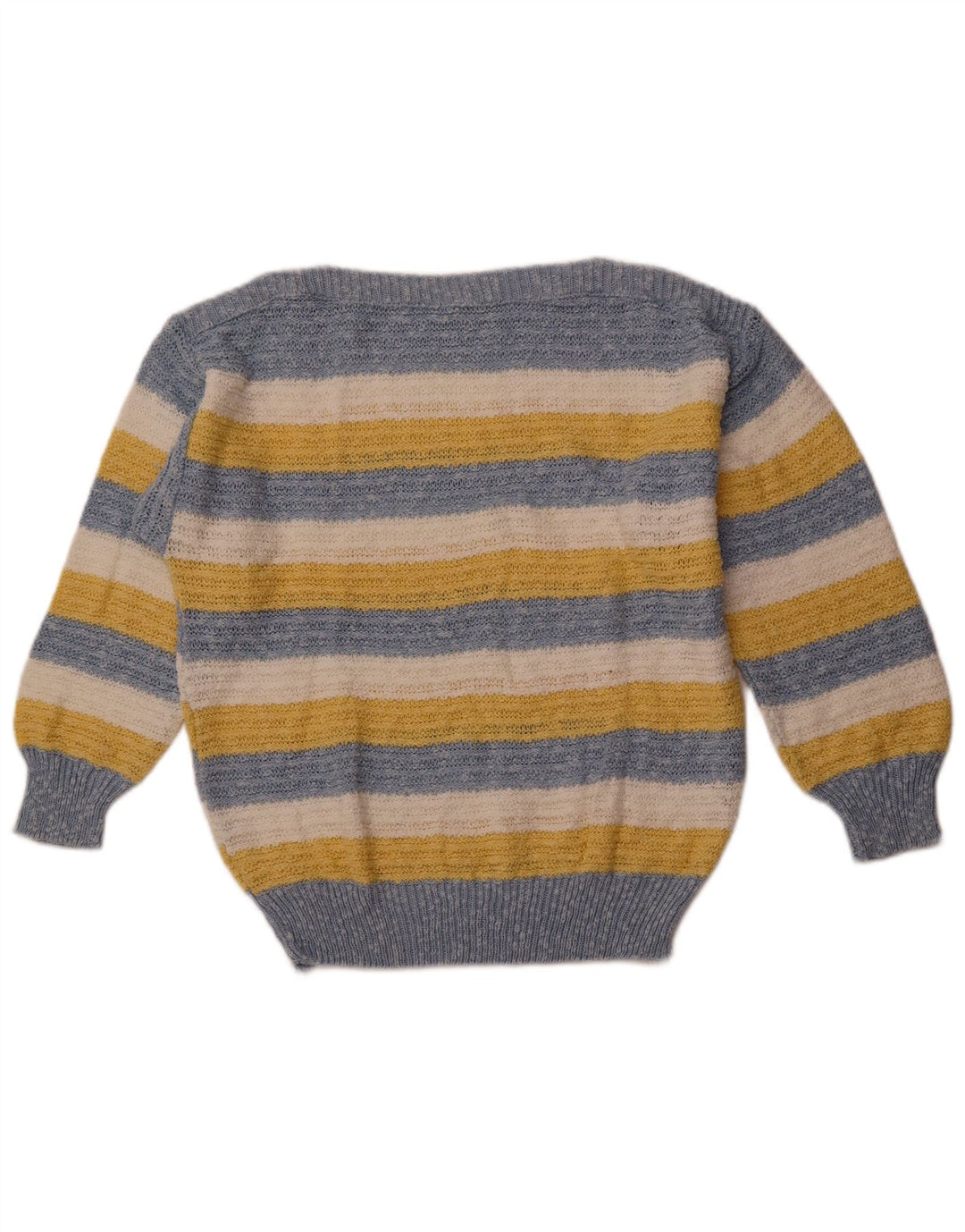 Pulover de damă VINTAGE cu gât barcă IT 42 bumbac cu dungi albastre medii