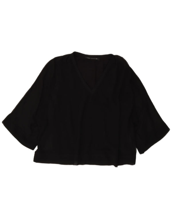 Bluză supradimensionată pentru femei Zara, cu mâneci 3/4, UK 6 XS, poliester negru