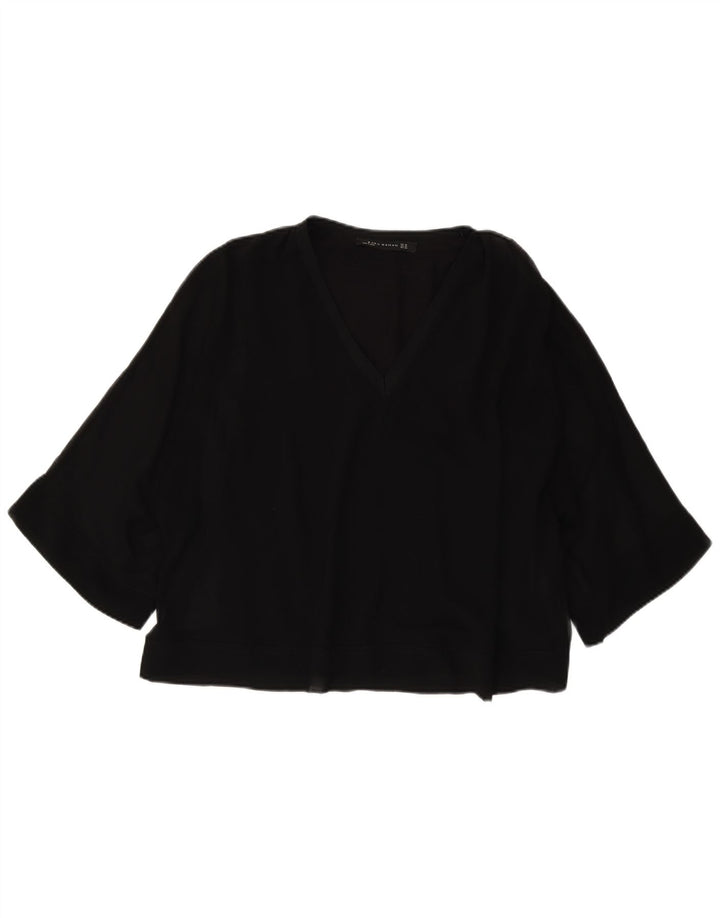 Bluză supradimensionată pentru femei Zara, cu mâneci 3/4, UK 6 XS, poliester negru