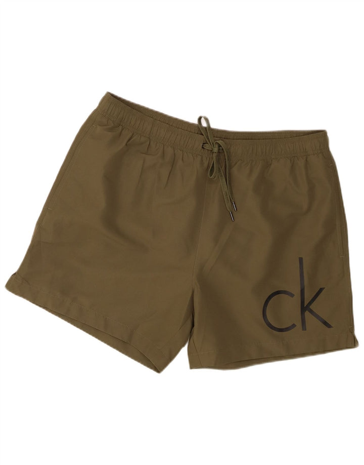 Pantaloni scurți de înot grafic Calvin Klein pentru bărbați, poliester kaki mari