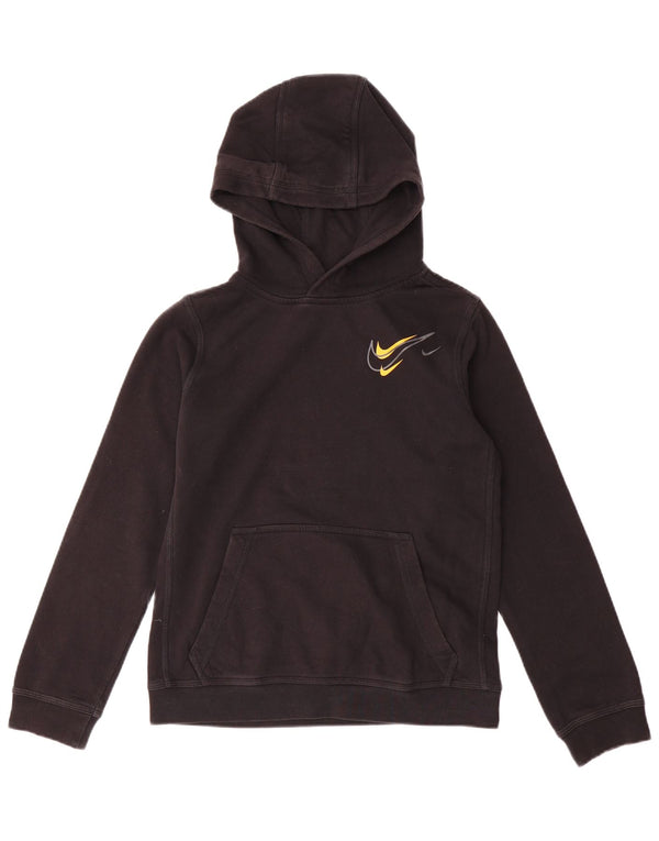 Nike Boys Hoodie Jumper 12-13 Years Large Black Cotton