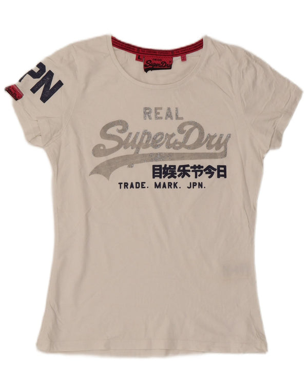 Tricou grafic Superdry pentru femei Top UK 14 Large White