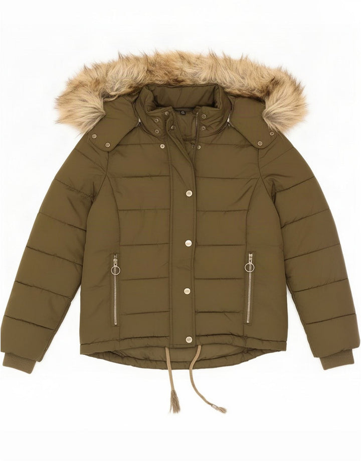 Topshop Jachetă căptușită cu glugă pentru femei UK 8 Small Green Poliester
