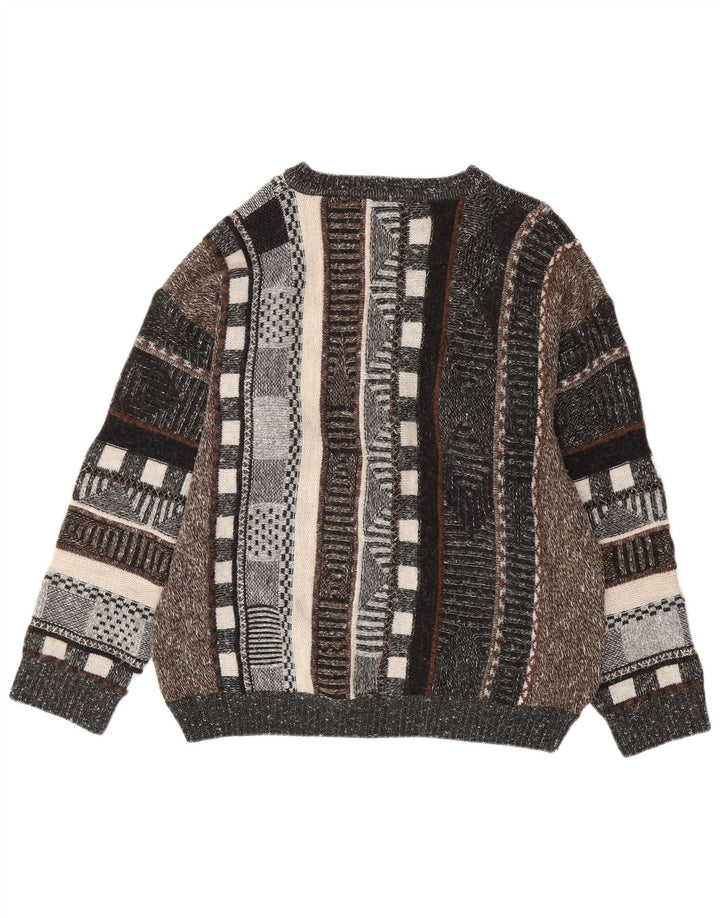 Pulover VINTAGE pentru bărbați cu gâtul turnat, UK 44 XL, cu dungi multicolore