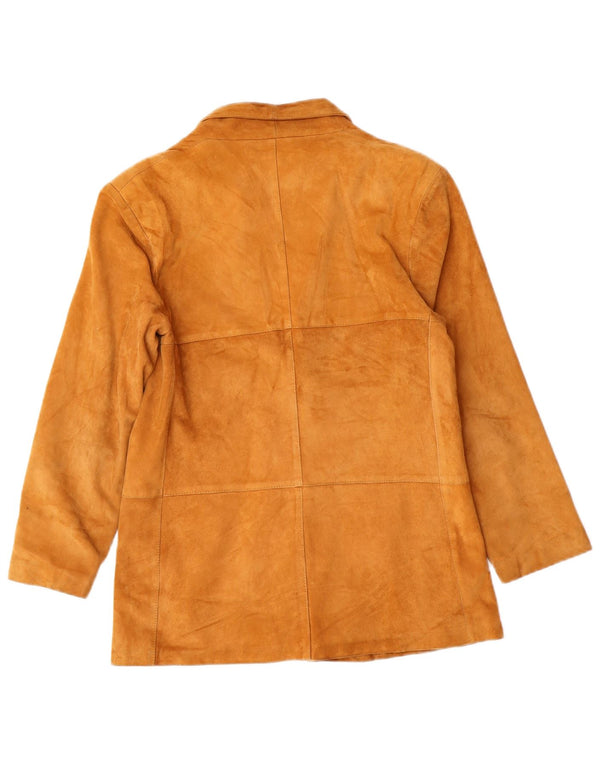 Blazer Vintage pentru femei cu 2 nasturi din piele intoarsa, UK 8, Bej mic