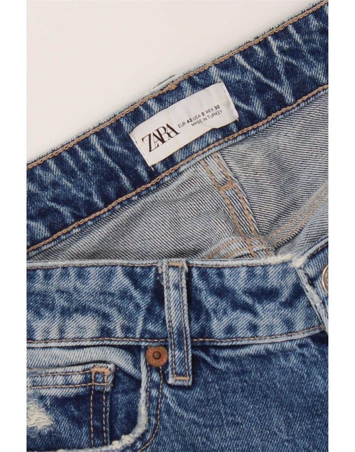 Blugi slim pentru femei Distressed Zara EU 40 Medium W30 L27 Albastru