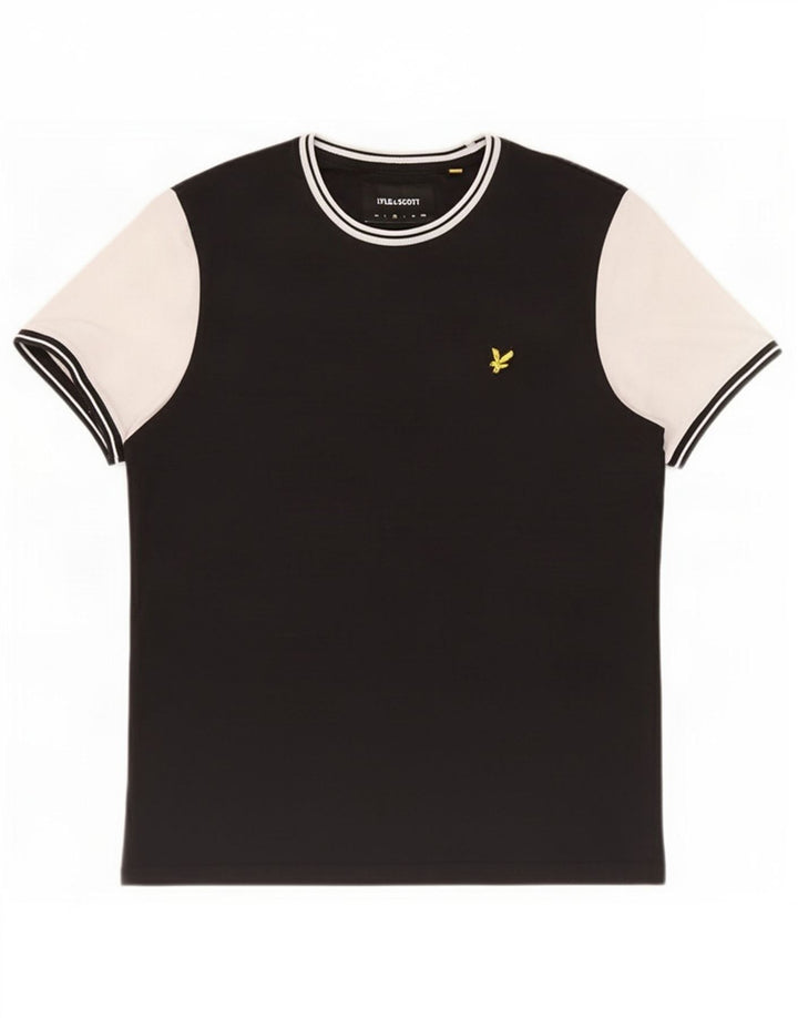Tricou pentru bărbați Lyle & Scott Top mediu negru din bumbac color bloc