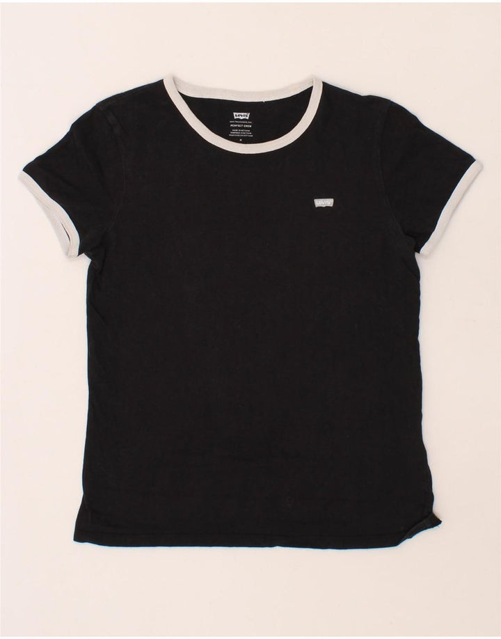 LEVI'S Womens T-Shirt Top UK 12 Medium Black Cotton Vintage Levi's and Second-Hand Levi's from Messina Hembry 