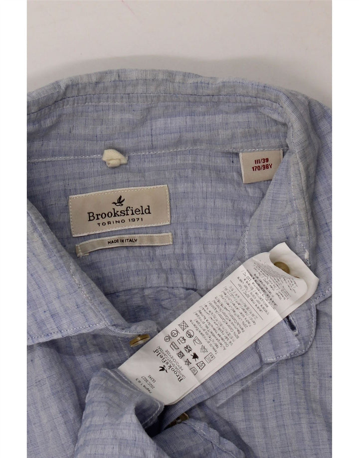 BROOKSFIELD Boys Shirt 15-16 Years Blue Striped Cotton Vintage Brooksfield and Second-Hand Brooksfield from Messina Hembry 