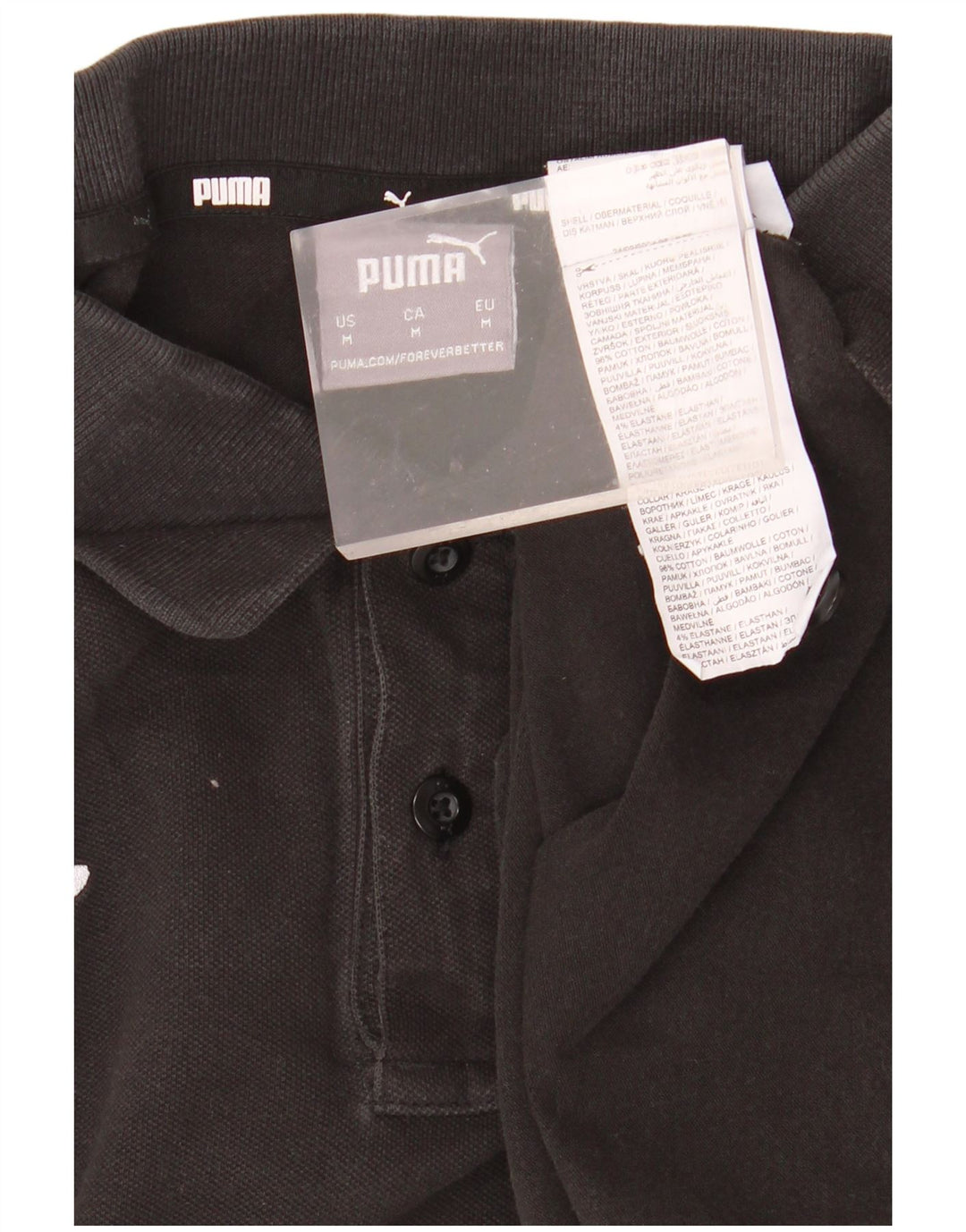 Tricou polo PUMA pentru bărbați, bumbac mediu negru