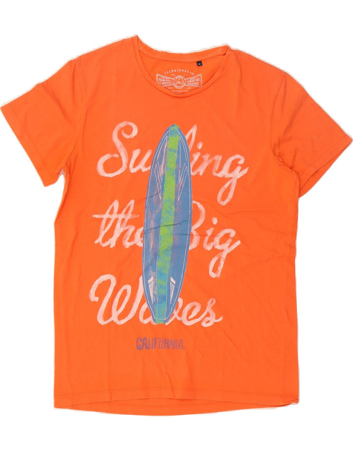 JACK & JONES Mens Graphic T-Shirt Top Medium Orange Cotton Vintage Jack & Jones and Second-Hand Jack & Jones from Messina Hembry 