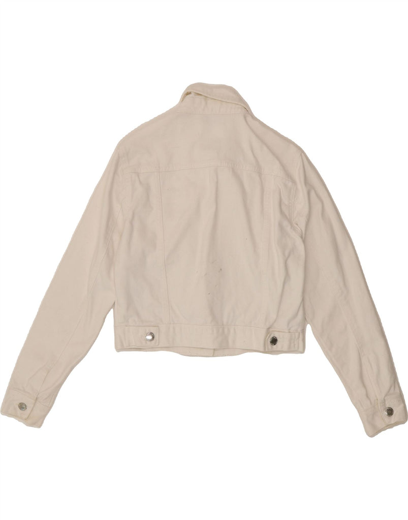 MISS SELFRIDGE Womens Crop Denim Jacket UK 8 Small  White Cotton Vintage Miss Selfridge and Second-Hand Miss Selfridge from Messina Hembry 