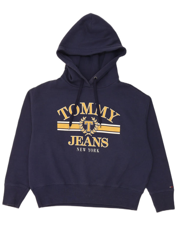 Pulover Tommy Hilfiger pentru damă cu grafică cu capota UK 14 Medium Bleumarin