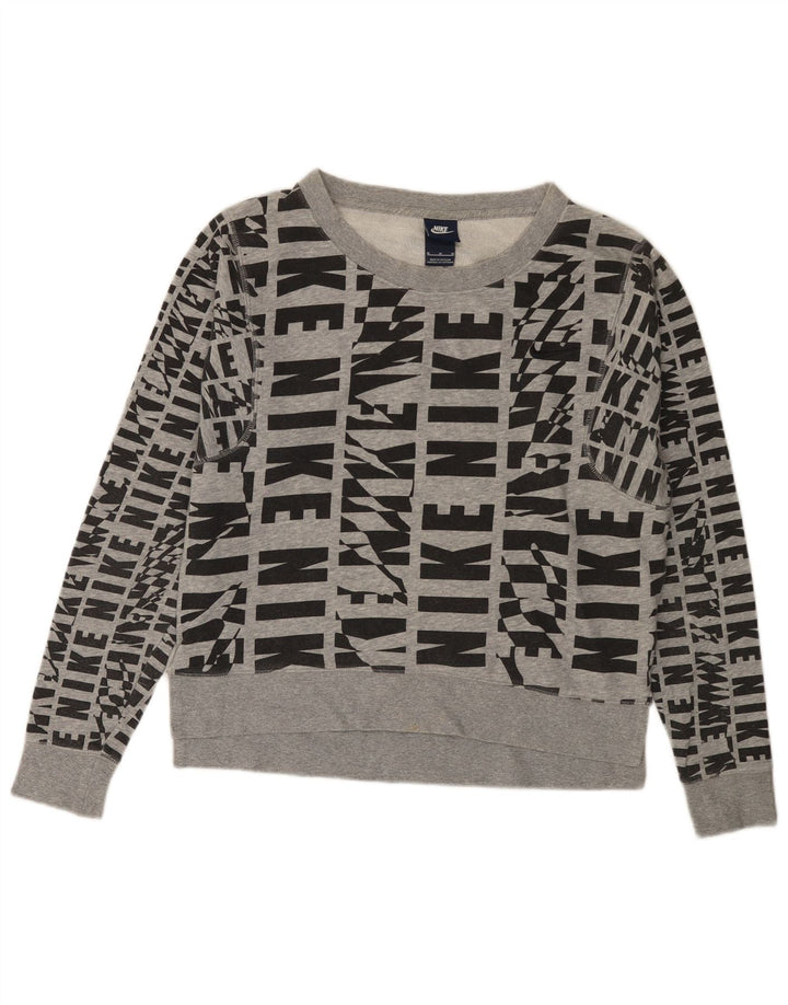 Pulover NIKE pentru femei, cu grafică, UK 14, bumbac gri mediu