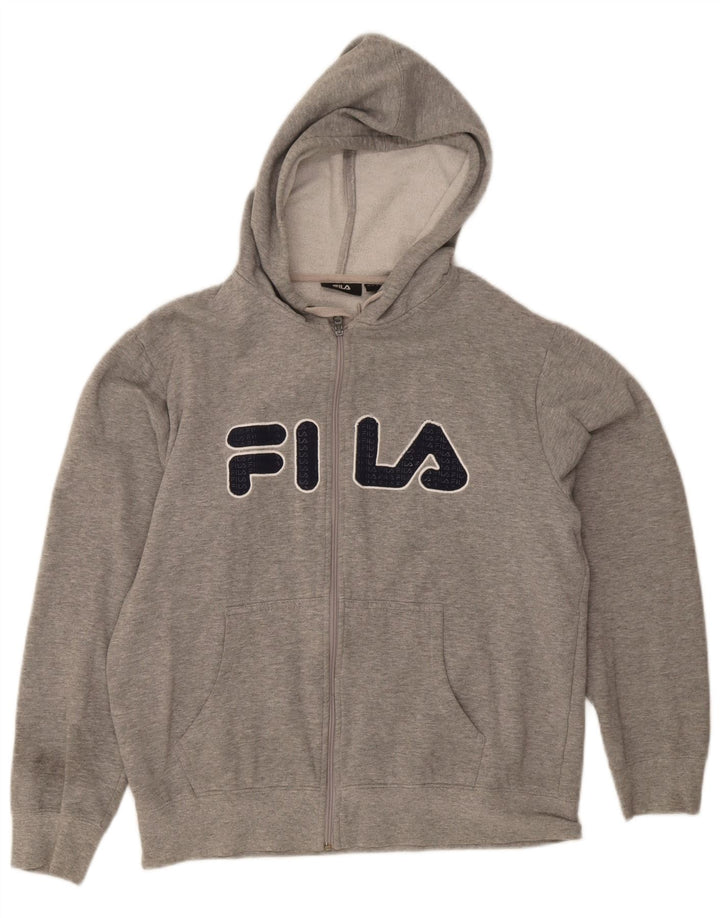 Pulover Fila Graphic Zip Hoodie pentru bărbați, gri mediu