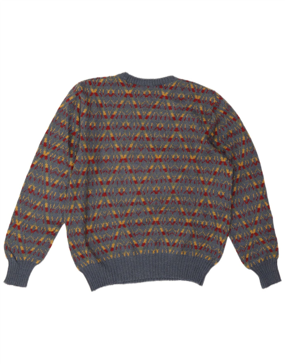 Pulover Miriam pentru bărbați cu decolteu rotund, gri mediu, acrilic Fair Isle