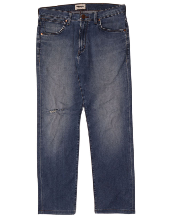 Blugi Distressed Straight Wrangler pentru bărbați W32 L30 albastru