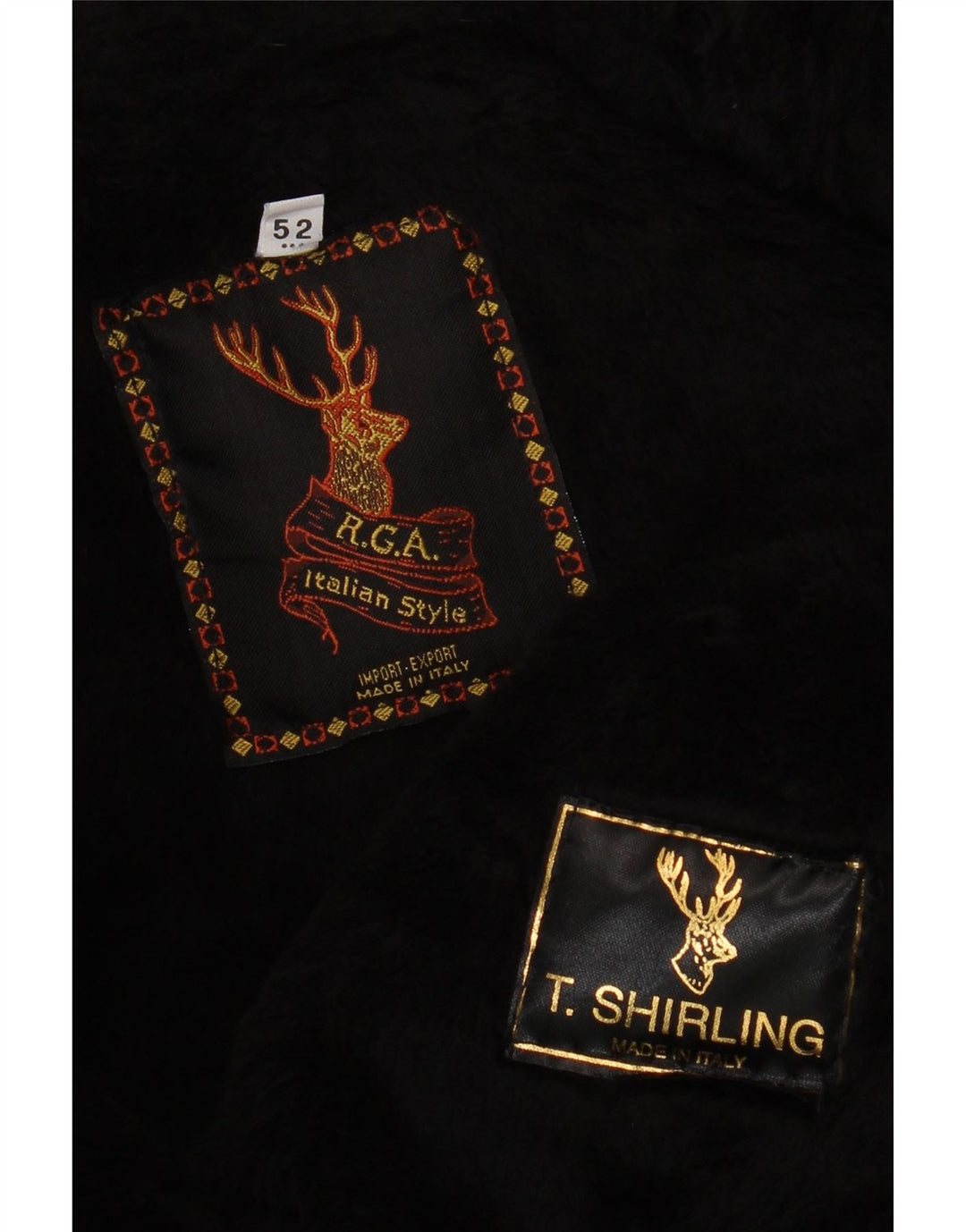 Jachetă vintage pentru bărbați din shearling IT 52 XL negru din shearling