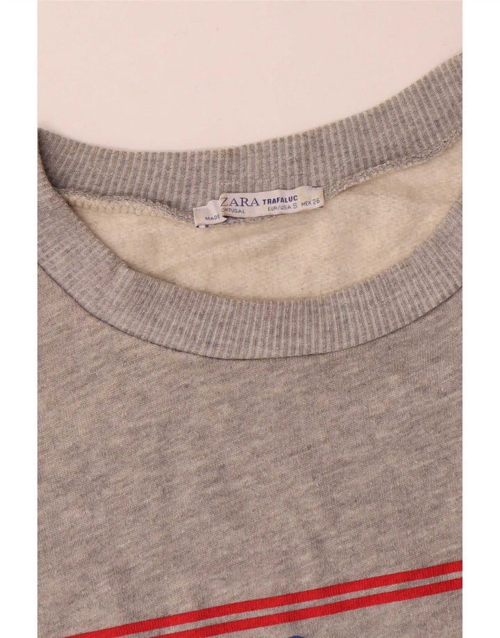 Pulover supradimensionat cu grafic pentru femei Zara UK 10 mic, gri, pete