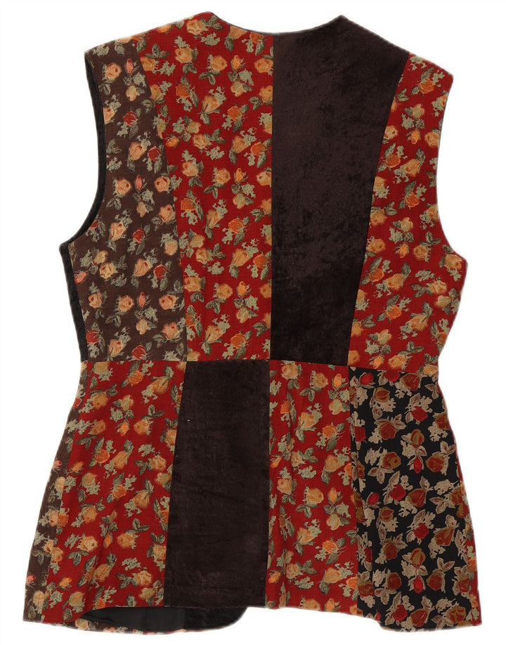 Gilet Vintage pentru femei UK 14 Medium Multicolor Patchwork Lână