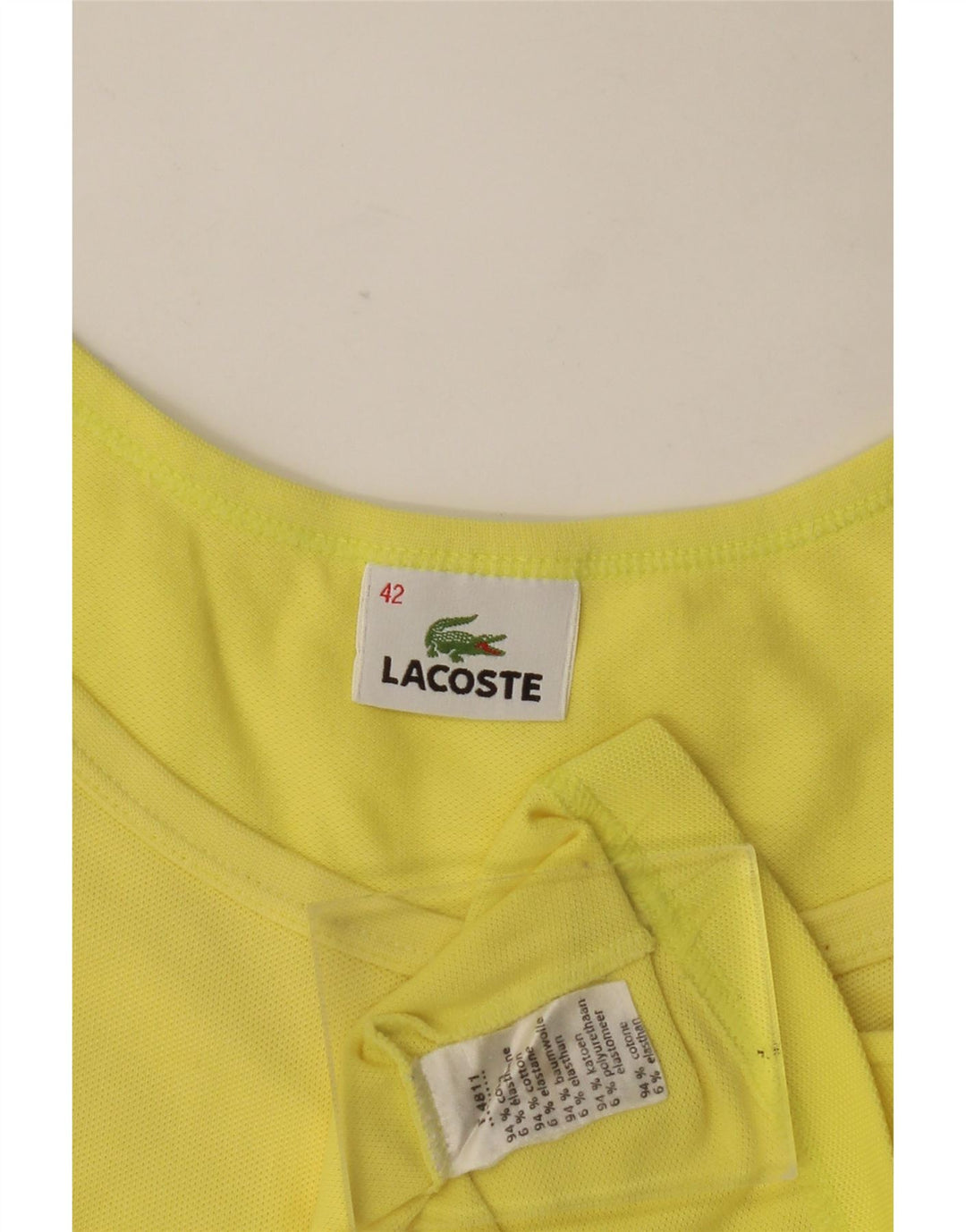 Lacoste Cami Top Femei Mărimea 42 Mare Bumbac Galben