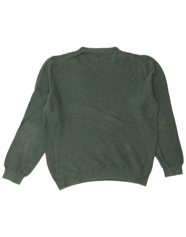 MASSIMO DUTTI Pulover pentru bărbați cu gât crew, bumbac verde 2XL