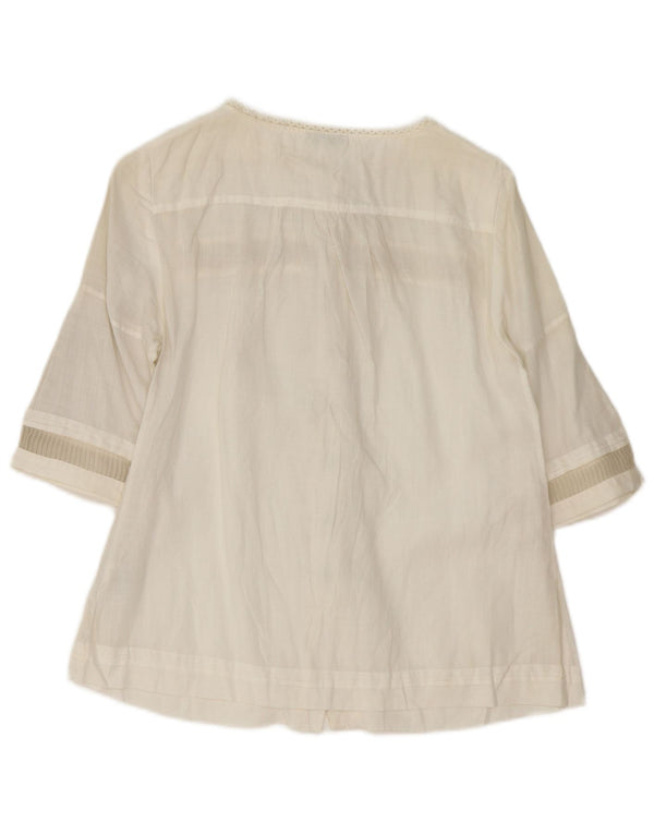 Bluză cămașă cu mânecă scurtă pentru femei Massimo Dutti EU 40 Medium Off White Ramie