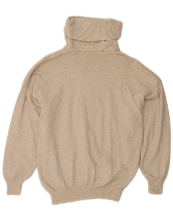 Pulover vintage pentru femei cu gât rulat UK 16 mare, bej, angora