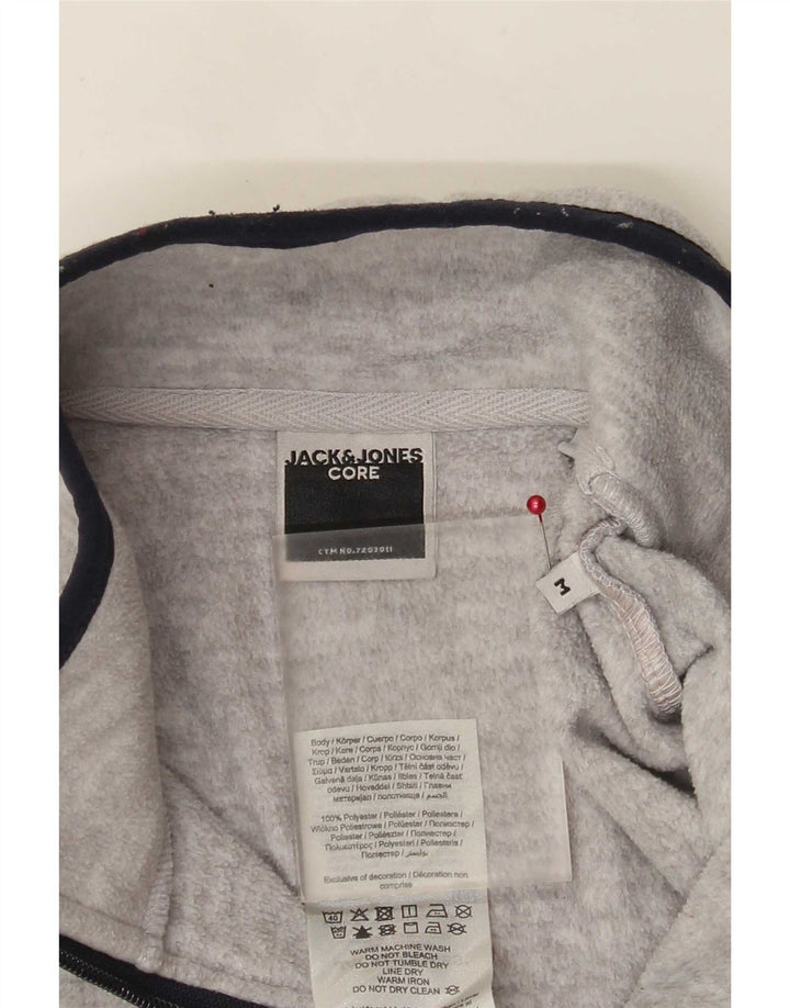 Pulover Jack & Jones pentru bărbați, cu fermoar și gât, din lână, gri mediu, poliester color bloc