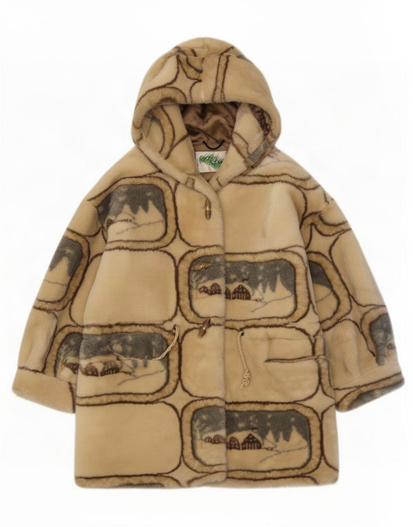 Verde Piu Duffle Coat supradimensionat pentru femei UK 10 Small Beige Geometric