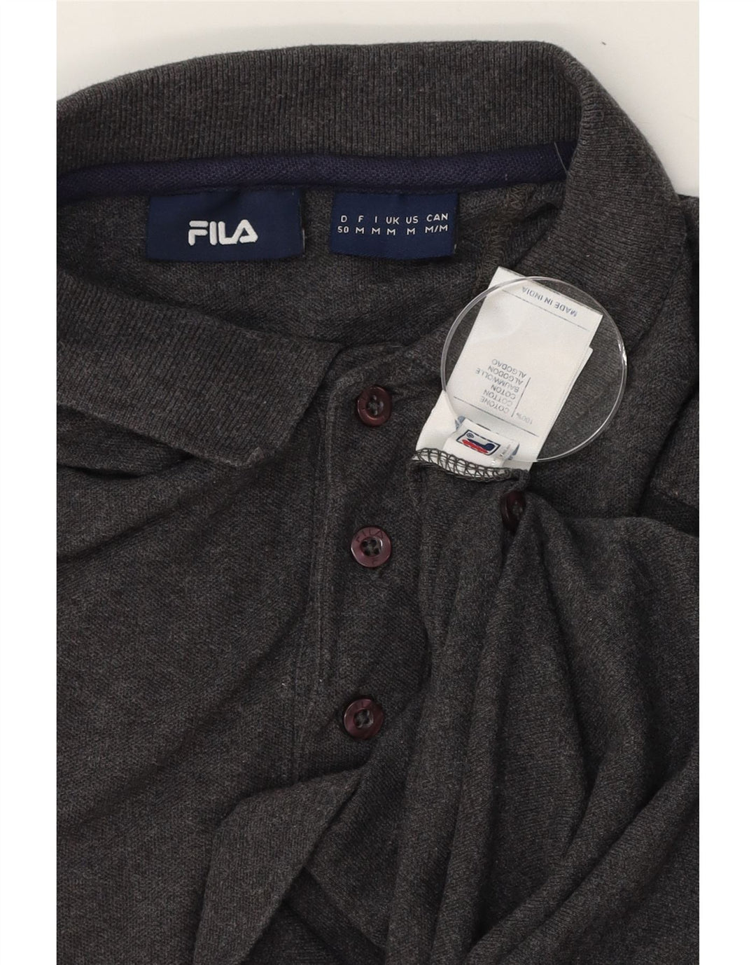 FILA Mens Polo Shirt Medium Grey Cotton Vintage Fila and Second-Hand Fila from Messina Hembry 