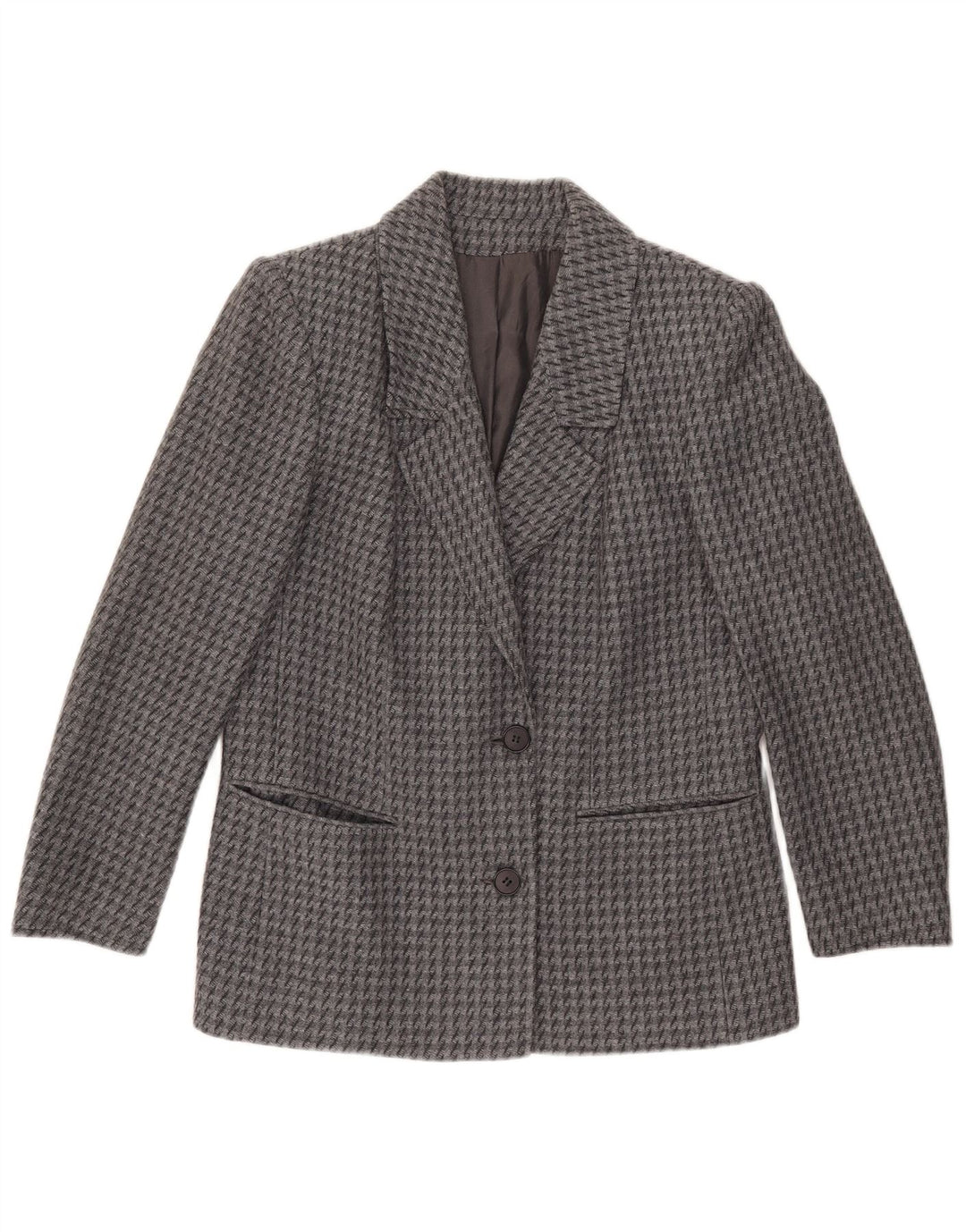 Blazer Vintage pentru femei cu 2 nasturi IT 43 Medium Gri Houndstooth