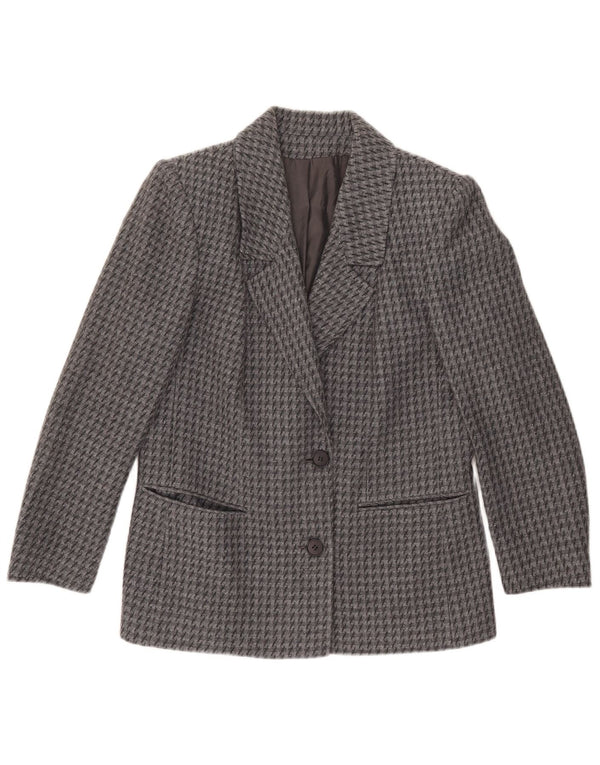 Blazer Vintage pentru femei cu 2 nasturi IT 43 Medium Gri Houndstooth
