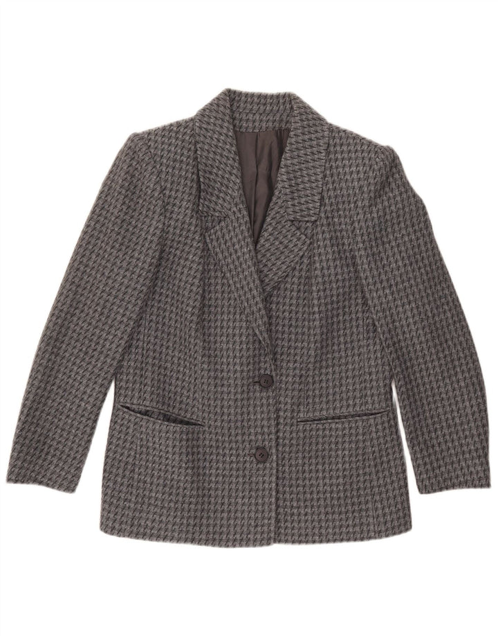 Blazer Vintage pentru femei cu 2 nasturi IT 43 Medium Gri Houndstooth