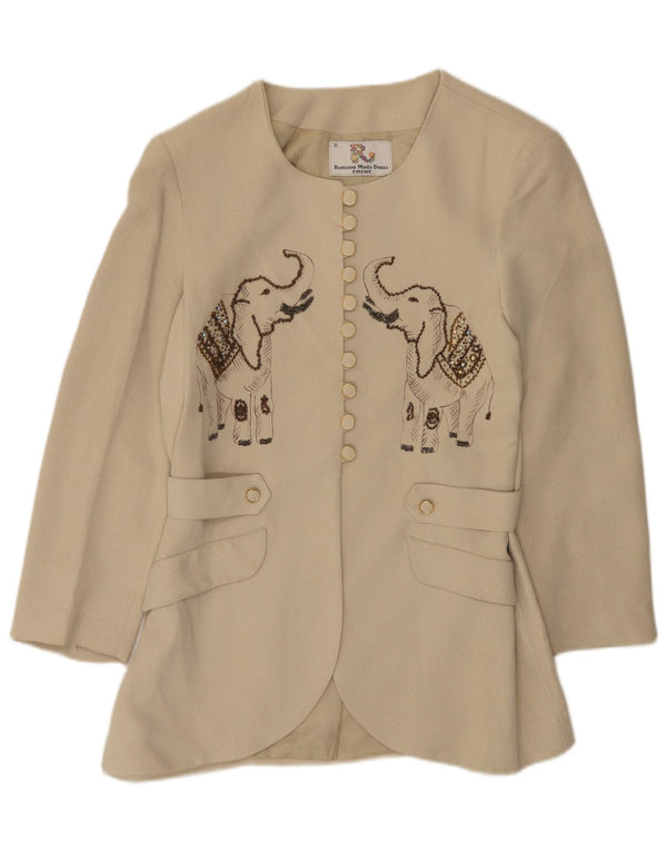 Jachetă vintage pentru damă cu grafică IT 42 Medium Beige Animal Print
