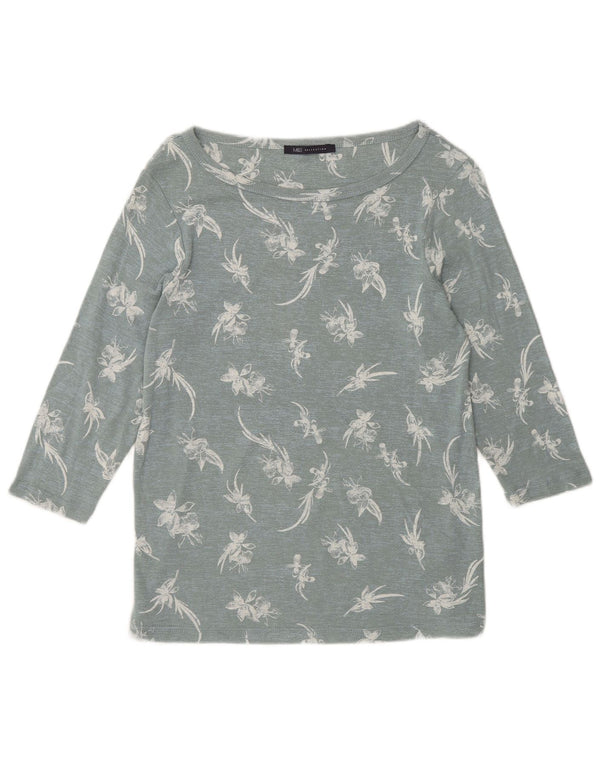 Marks & Spencer Top pentru femei cu mâneci 3/4 UK 16 mare, albastru, bumbac floral