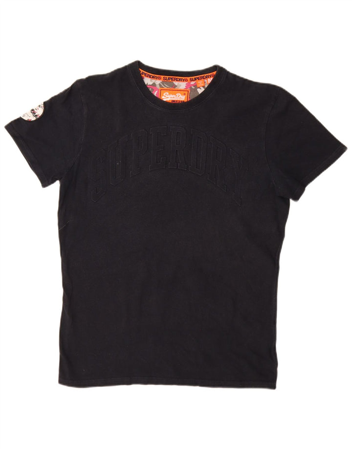 SUPERDRY tricou grafic pentru bărbați Top mediu din bumbac bleumarin